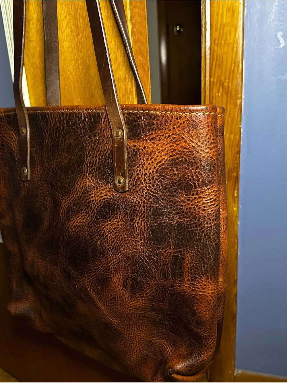 Dark Brown Leather Messenger Tote - Versatile Carryall